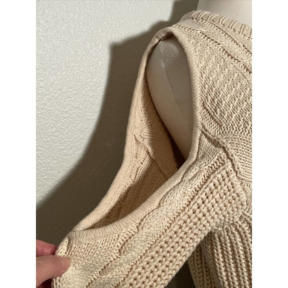 Anthropologie Endless Rose Sweater Cable Knit Cold Shoulder Size L - Picture 2 of 7
